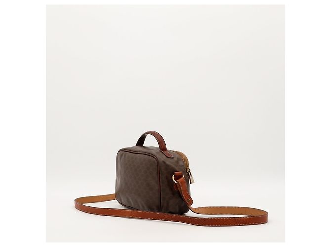 Céline Celine Borsa a tracolla in tela monogram Macadam e pelle Marrone Monogramma - vista 4