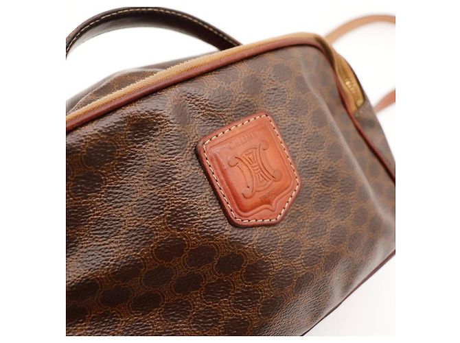 Céline Celine Borsa a tracolla in tela monogram Macadam e pelle Marrone Monogramma - vista 6