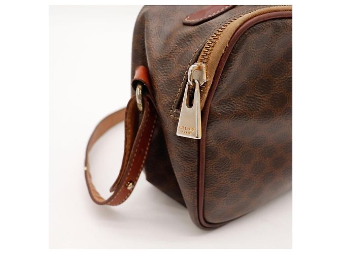 Céline Celine Borsa a tracolla in tela monogram Macadam e pelle Marrone Monogramma - vista 7