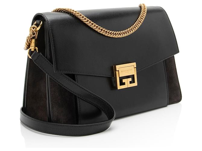 Borsa a tracolla GV3 Medium in pelle e scamosciato Givenchy Nero - vista 2