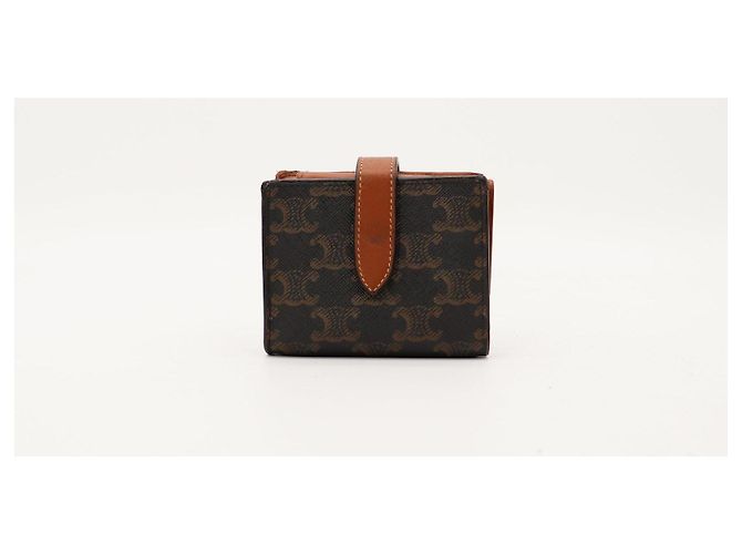 Céline Celine Cartera bi-fold en canvas Triomphe Castaño Monograma - vista 2
