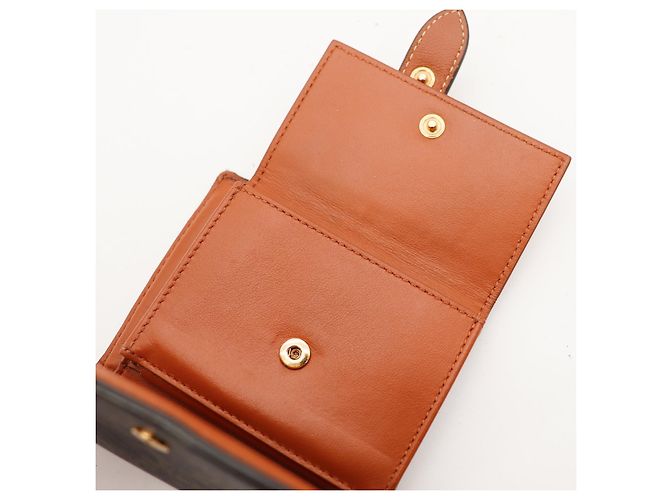 Céline Celine Cartera bi-fold en canvas Triomphe Castaño Monograma - vista 8