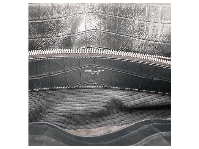 Saint Laurent Sac de Jour borsa in pelle stampa coccodrillo Nero - vista 10