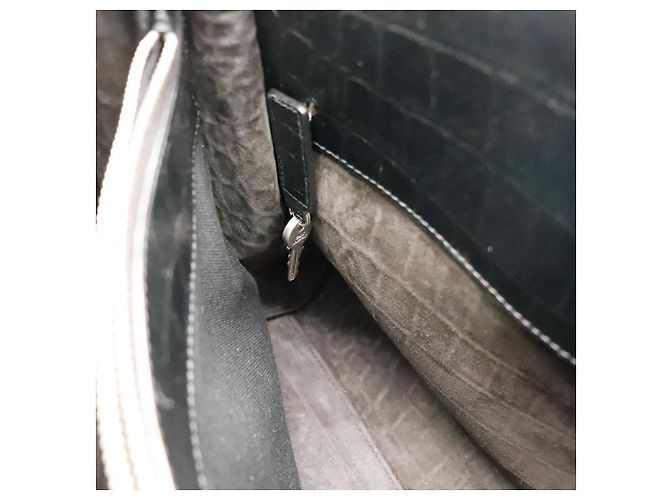Saint Laurent Sac de Jour borsa in pelle stampa coccodrillo Nero - vista 11