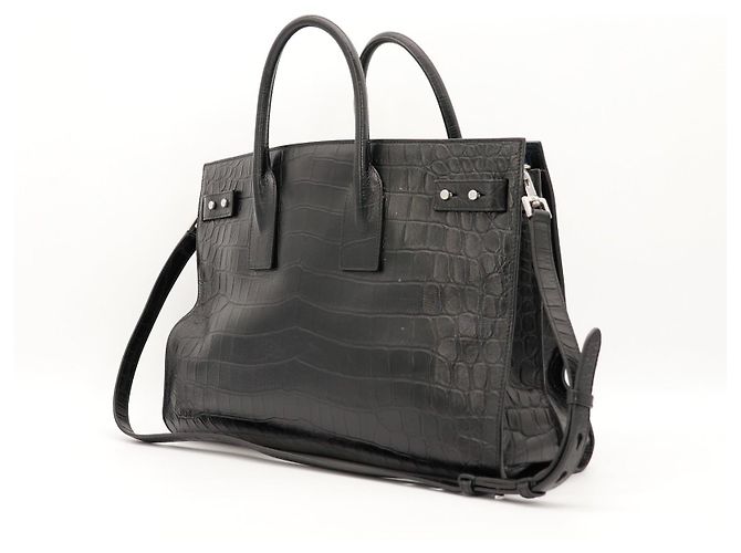 Saint Laurent Sac de Jour borsa in pelle stampa coccodrillo Nero - vista 4