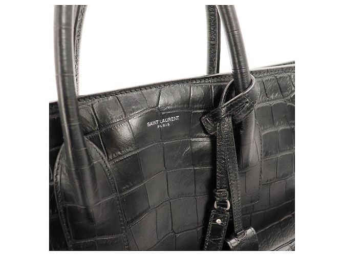 Saint Laurent Sac de Jour borsa in pelle stampa coccodrillo Nero - vista 6