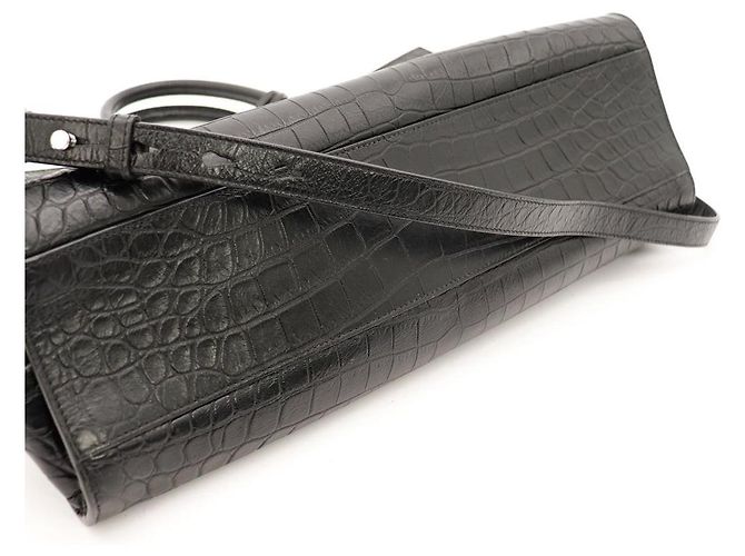 Saint Laurent Sac de Jour borsa in pelle stampa coccodrillo Nero - vista 7