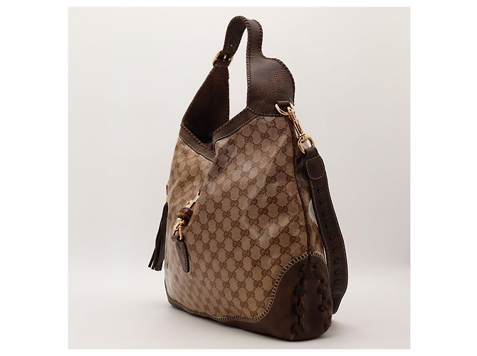 Gucci Borsa Hobo Monogramma GG con Nappa in Bambù Marrone - vista 2