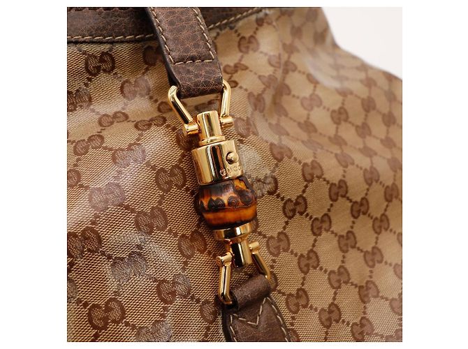Gucci Borsa Hobo Monogramma GG con Nappa in Bambù Marrone - vista 6