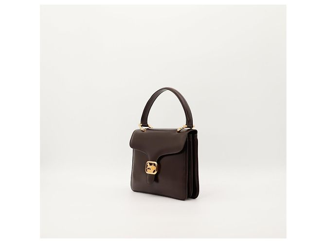 Céline Celine Triomphe Borsa a tracolla in pelle marrone scuro - vista 2