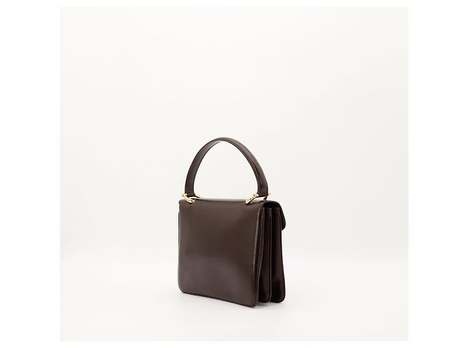 Céline Celine Triomphe Borsa a tracolla in pelle marrone scuro - vista 4