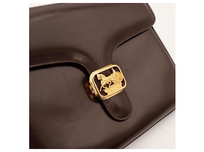 Céline Celine Triomphe Borsa a tracolla in pelle marrone scuro - vista 6