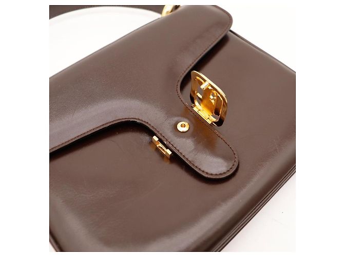Céline Celine Triomphe Borsa a tracolla in pelle marrone scuro - vista 7