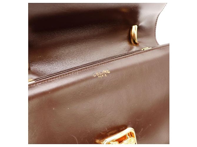 Céline Celine Triomphe Borsa a tracolla in pelle marrone scuro - vista 8