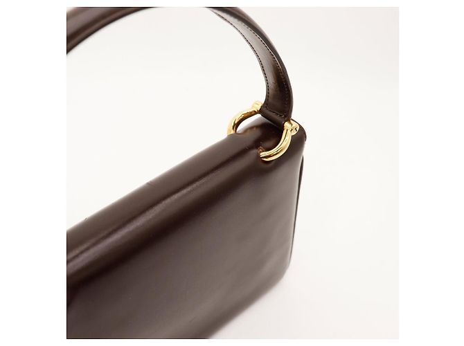 Céline Celine Triomphe Borsa a tracolla in pelle marrone scuro - vista 9