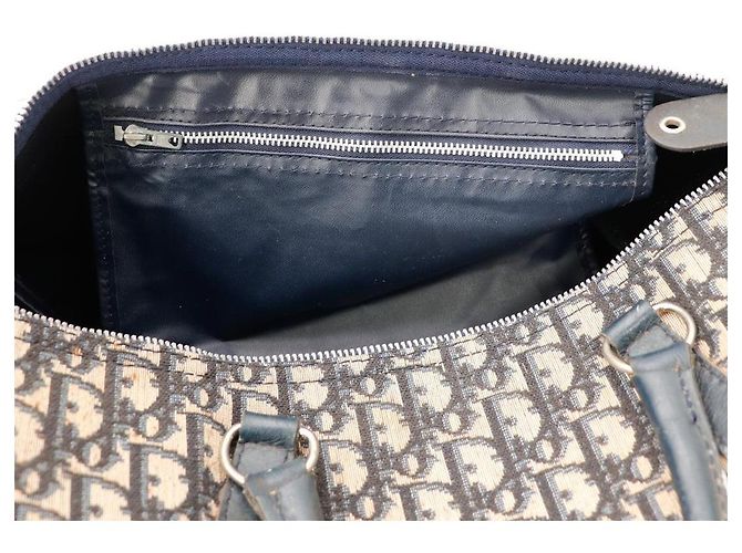 Christian Dior Borsa Boston Monogram Beige Blu scuro - vista 8