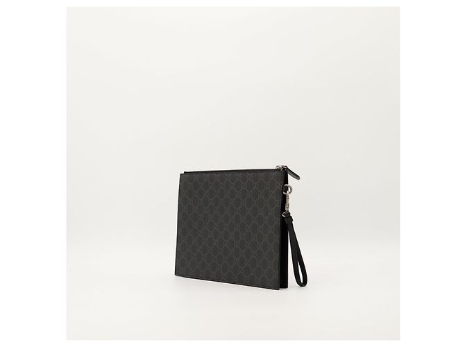 Gucci Pochette Monogramma Stampa Lupo Nero Rosso - vista 4