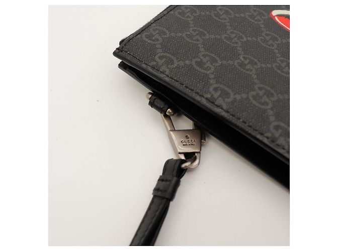Gucci Pochette Monogramma Stampa Lupo Nero Rosso - vista 6