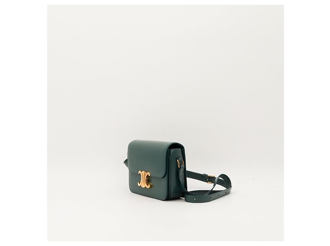 Céline Celine Triomphe Borsa a tracolla in pelle di vitello liscia color ottanio Verde - vista 2