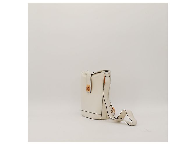 Céline Celine Piccola Borsa a Secchiello in Pelle Bianca Bianco - vista 2