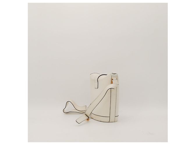 Céline Celine Piccola Borsa a Secchiello in Pelle Bianca Bianco - vista 4