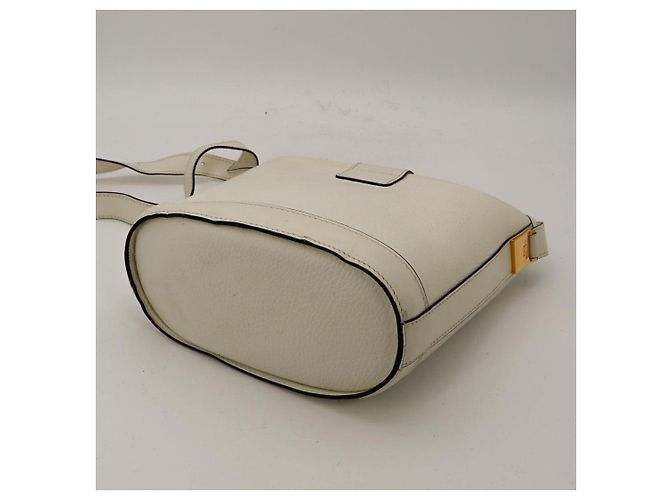 Céline Celine Piccola Borsa a Secchiello in Pelle Bianca Bianco - vista 9