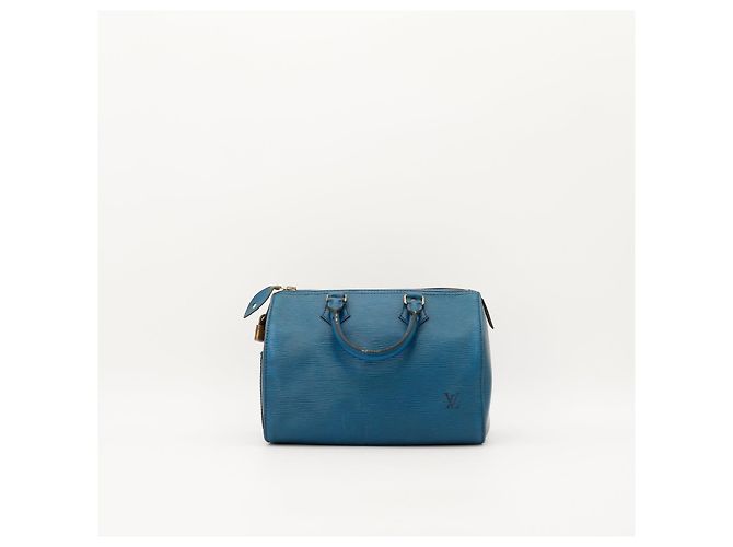 Louis Vuitton Speedy 25 Pelle Epi Blu - vista 4