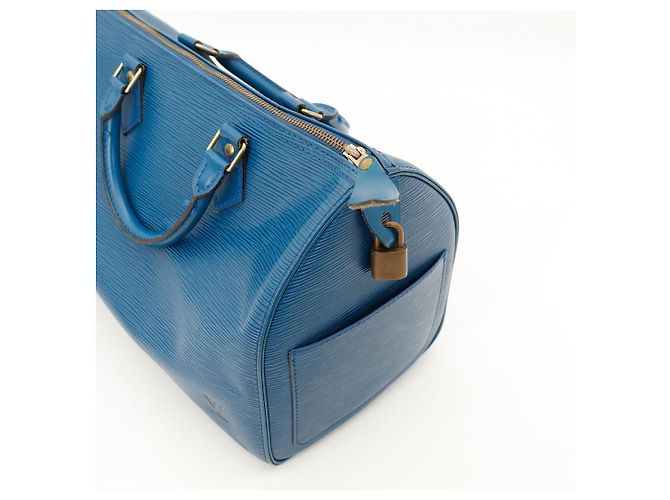 Louis Vuitton Speedy 30 in pelle Epi Blu - vista 10