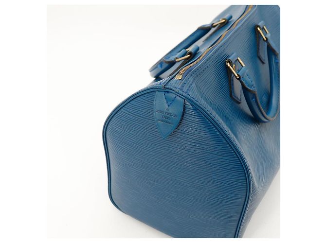 Louis Vuitton Speedy 30 in pelle Epi Blu - vista 11