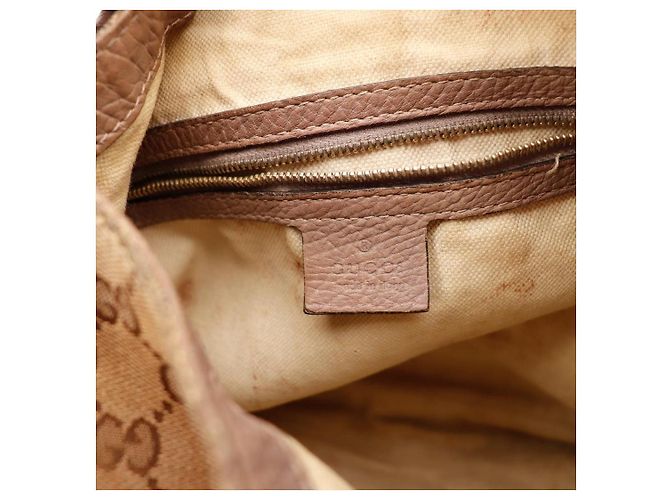 Gucci Borsa Hobo Monogram con Nappa in Bambù Marrone - vista 12