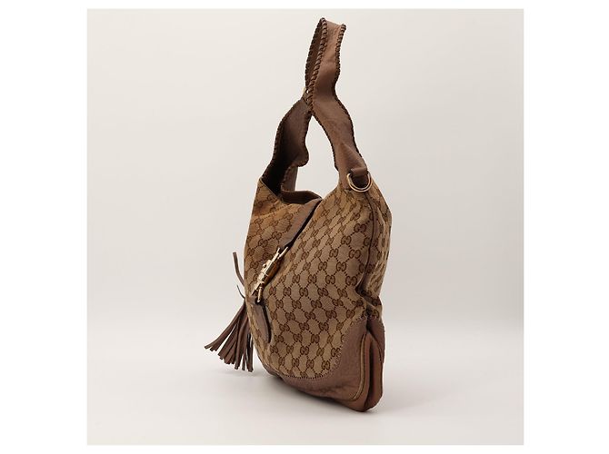 Gucci Borsa Hobo Monogram con Nappa in Bambù Marrone - vista 2