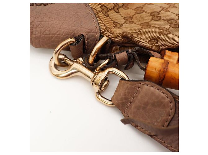 Gucci Borsa Hobo Monogram con Nappa in Bambù Marrone - vista 9
