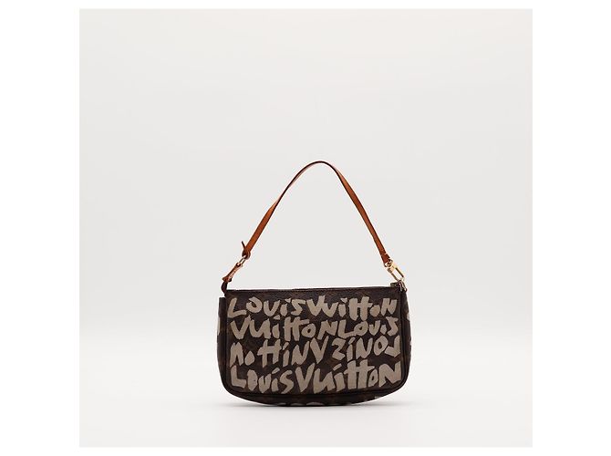 Louis Vuitton Pochette Accessoires Monogram Graffiti Marrone Bianco - vista 3