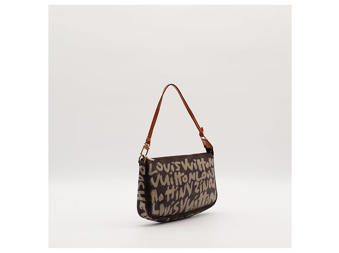 Louis Vuitton Pochette Accessoires Monogram Graffiti Marrone Bianco - vista 4