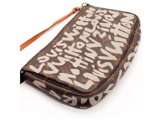 Louis Vuitton Pochette Accessoires Monogram Graffiti Marrone Bianco - vista 8