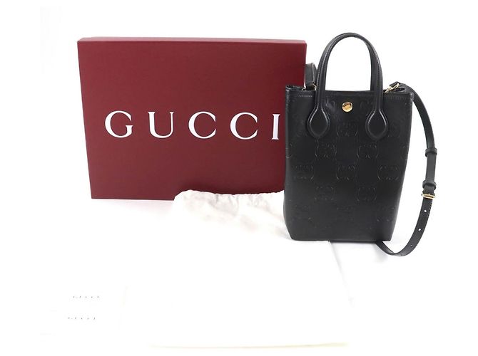 Borsa a tracolla 2way in pelle Gucci GG Super Mini Nero - vista 2