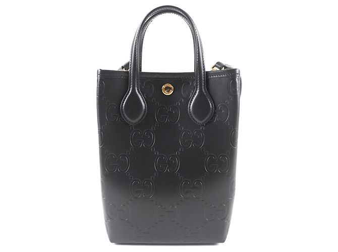 Borsa a tracolla 2way in pelle Gucci GG Super Mini Nero - vista 3