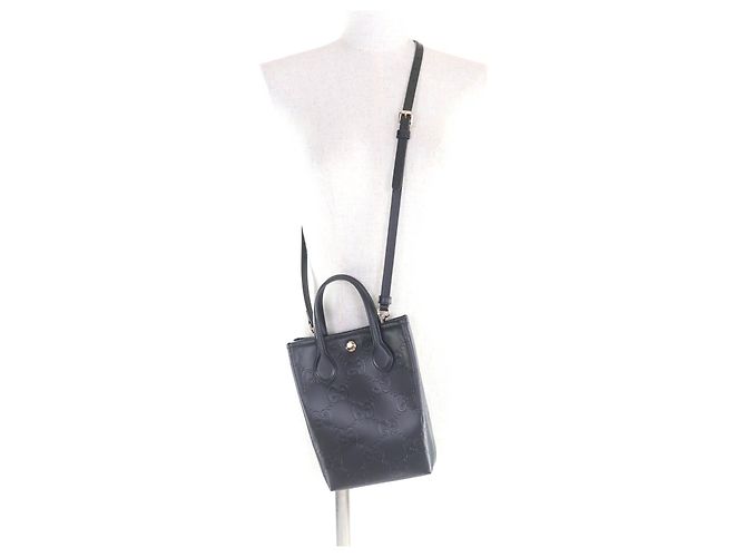 Borsa a tracolla 2way in pelle Gucci GG Super Mini Nero - vista 6