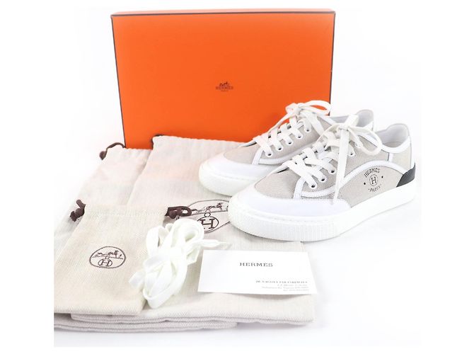 Hermès Hermes Ledersneaker Braun Weiß - Ansicht 2