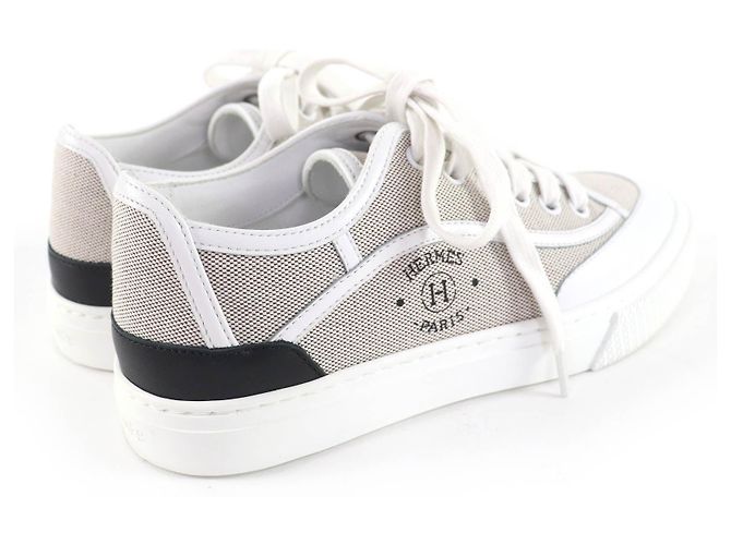 Hermès Hermes Ledersneaker Braun Weiß - Ansicht 3