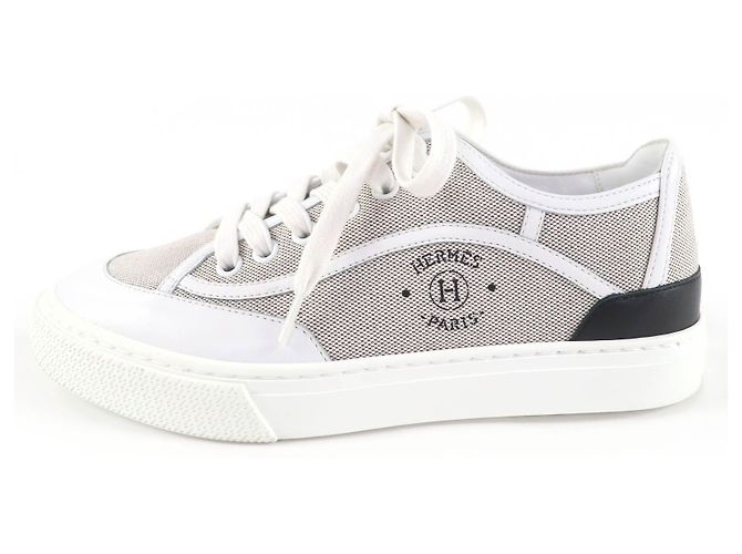 Hermès Hermes Ledersneaker Braun Weiß - Ansicht 5