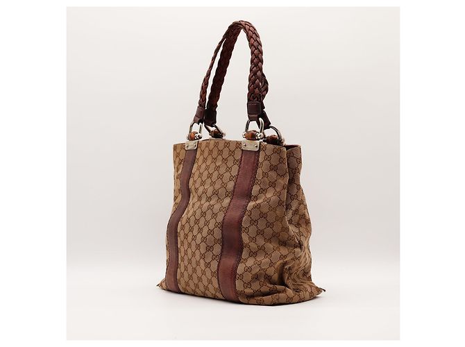 Borsa Tote Gucci in Tela Monogramma GG Marrone - vista 2