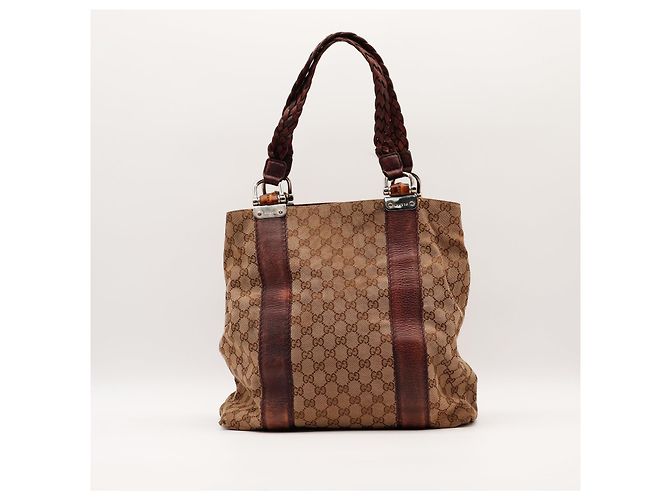 Borsa Tote Gucci in Tela Monogramma GG Marrone - vista 3