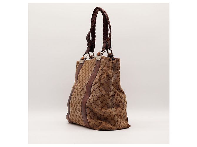 Borsa Tote Gucci in Tela Monogramma GG Marrone - vista 4