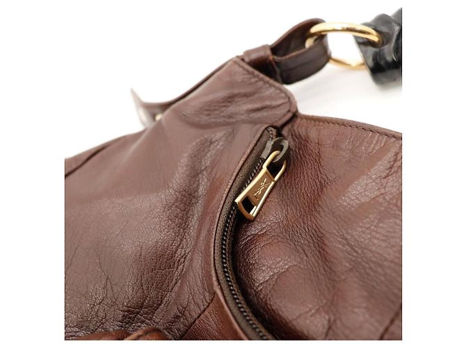 Yves Saint Laurent Borsa Hobo Muse Two Pelle Marrone - vista 7