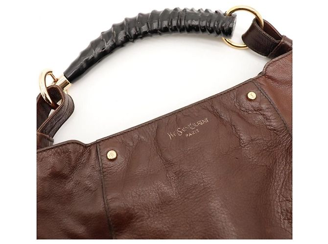 Yves Saint Laurent Borsa Hobo Muse Two Pelle Marrone - vista 9