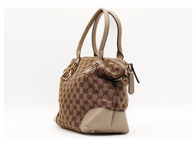 Borsa Tote Gucci in Tela Monogram con Charm a Cuore Marrone Beige - vista 2