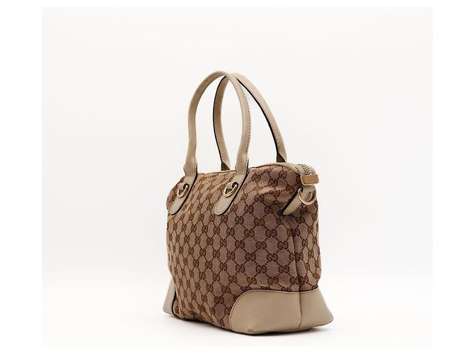 Borsa Tote Gucci in Tela Monogram con Charm a Cuore Marrone Beige - vista 4