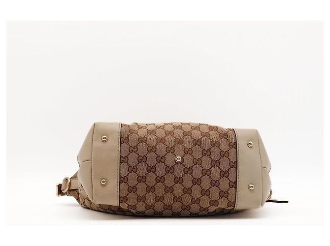 Borsa Tote Gucci in Tela Monogram con Charm a Cuore Marrone Beige - vista 5
