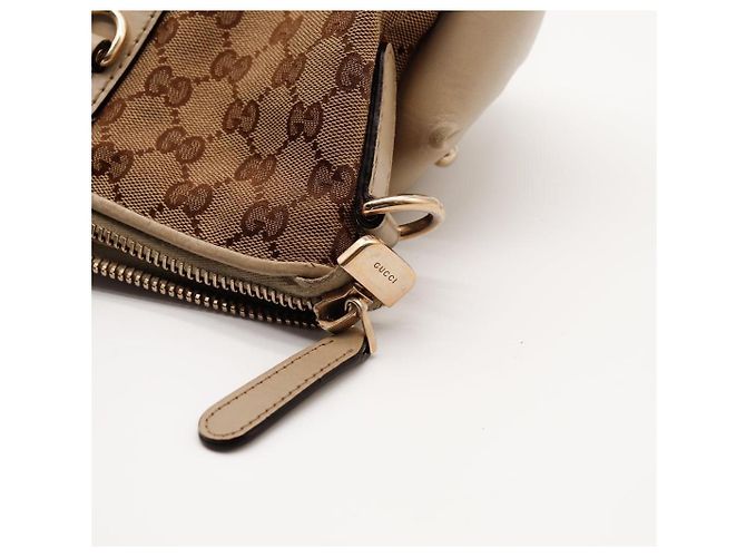 Borsa Tote Gucci in Tela Monogram con Charm a Cuore Marrone Beige - vista 7